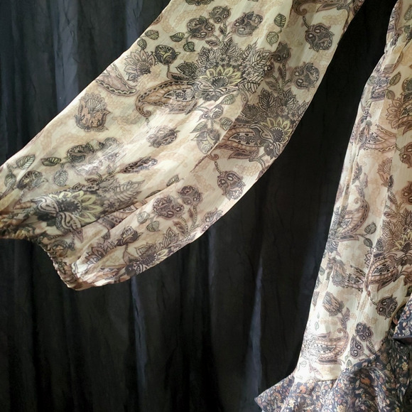 ANTHROPOLOGIE Long Jacket Dress FLORAL DUSTER Victorian Romantic Ruffles XL - Picture 4 of 11